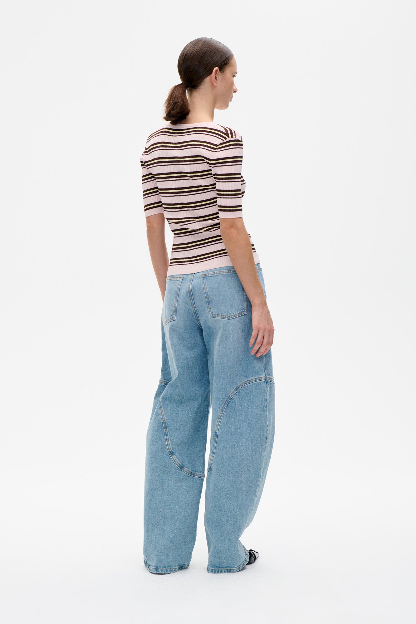 Calyn kortærmet cardigan - Pastel Pink Stripe